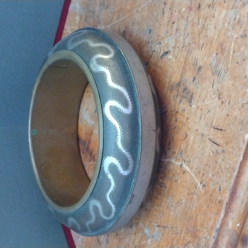 Vintage mixed metal chunky bangle bracelet